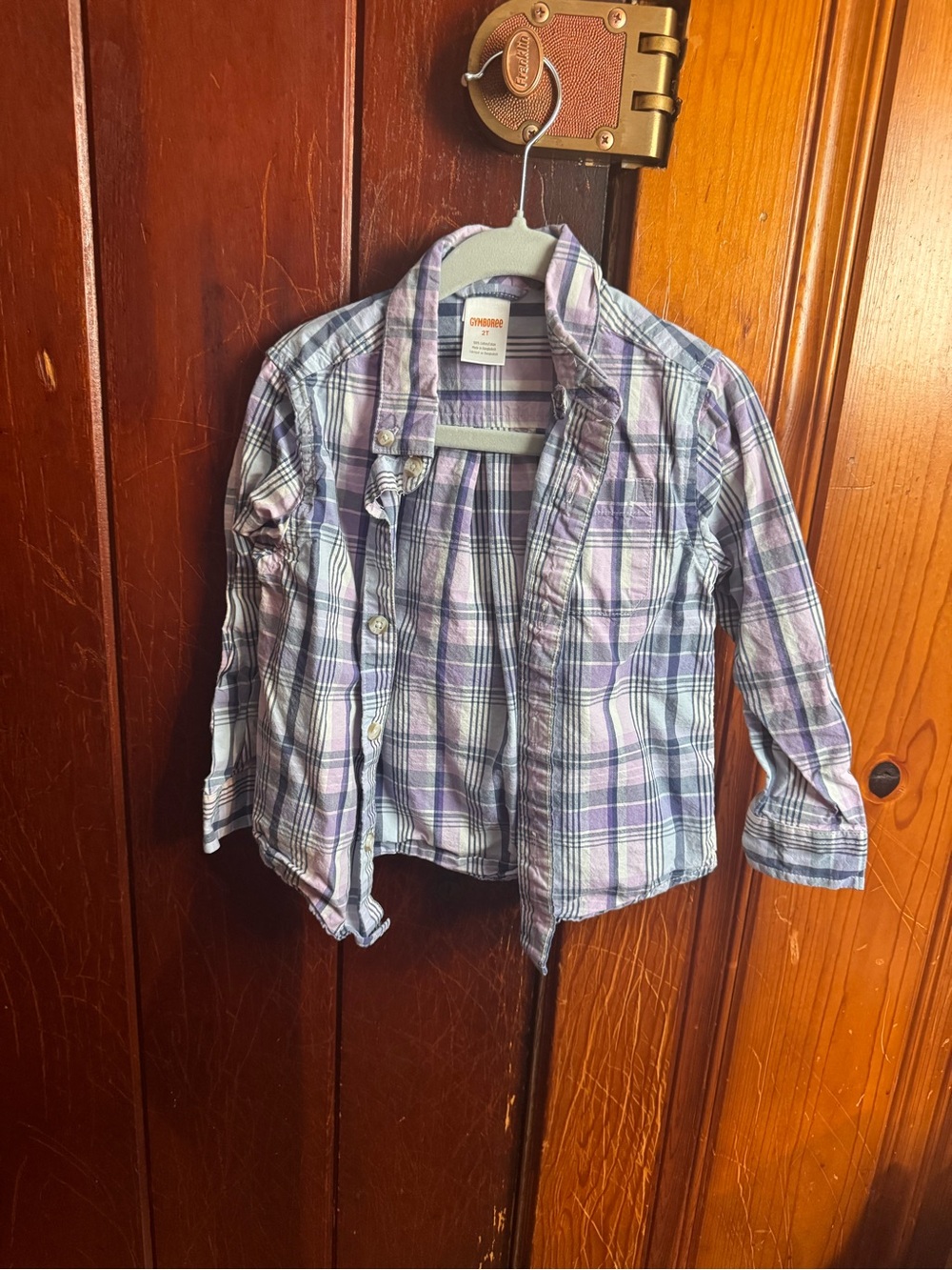 Gymboree Purple and White Plaid Button-Front Shirt